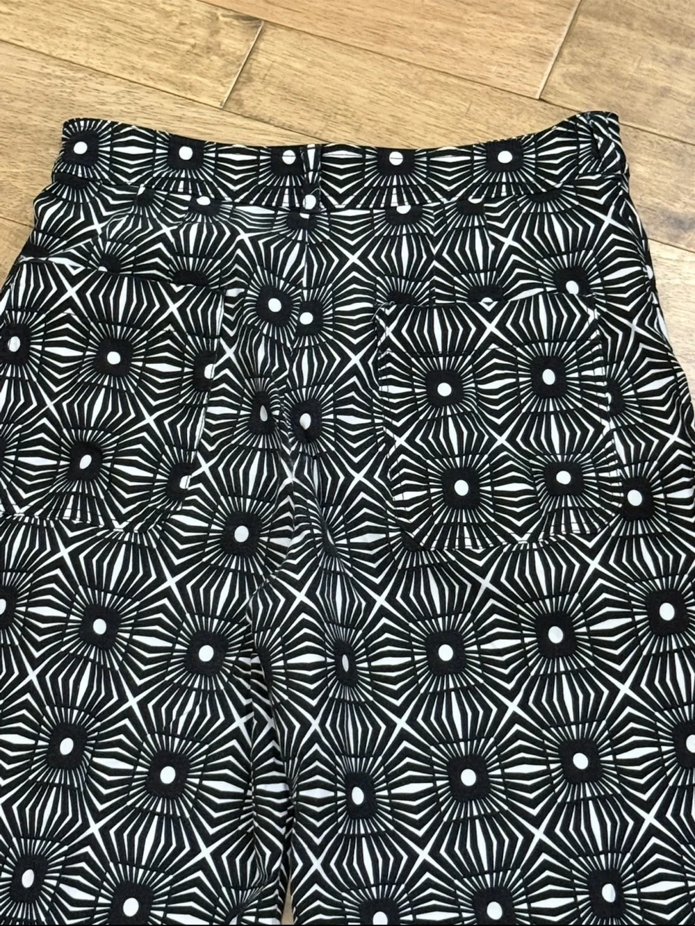 Anthropologie Maeve The Ettie High-Rise Crop Wide-Leg Pants In Geometric Print - Picture 9 of 16